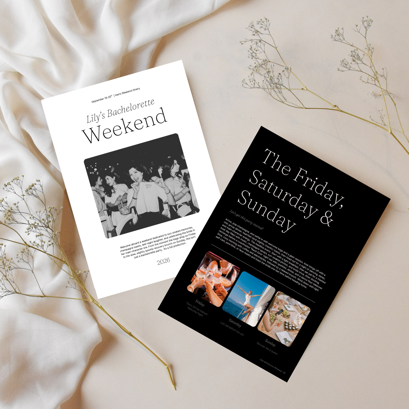Bachelorette Weekend Magazine & Itinerary Template