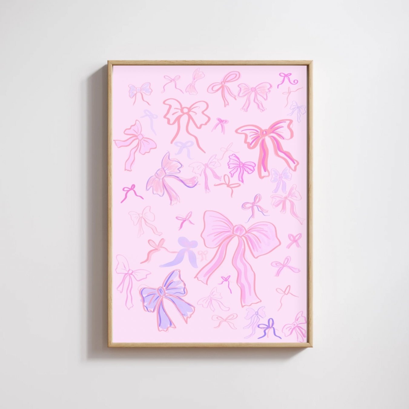 Pink Bows Collage Digital Wall Art