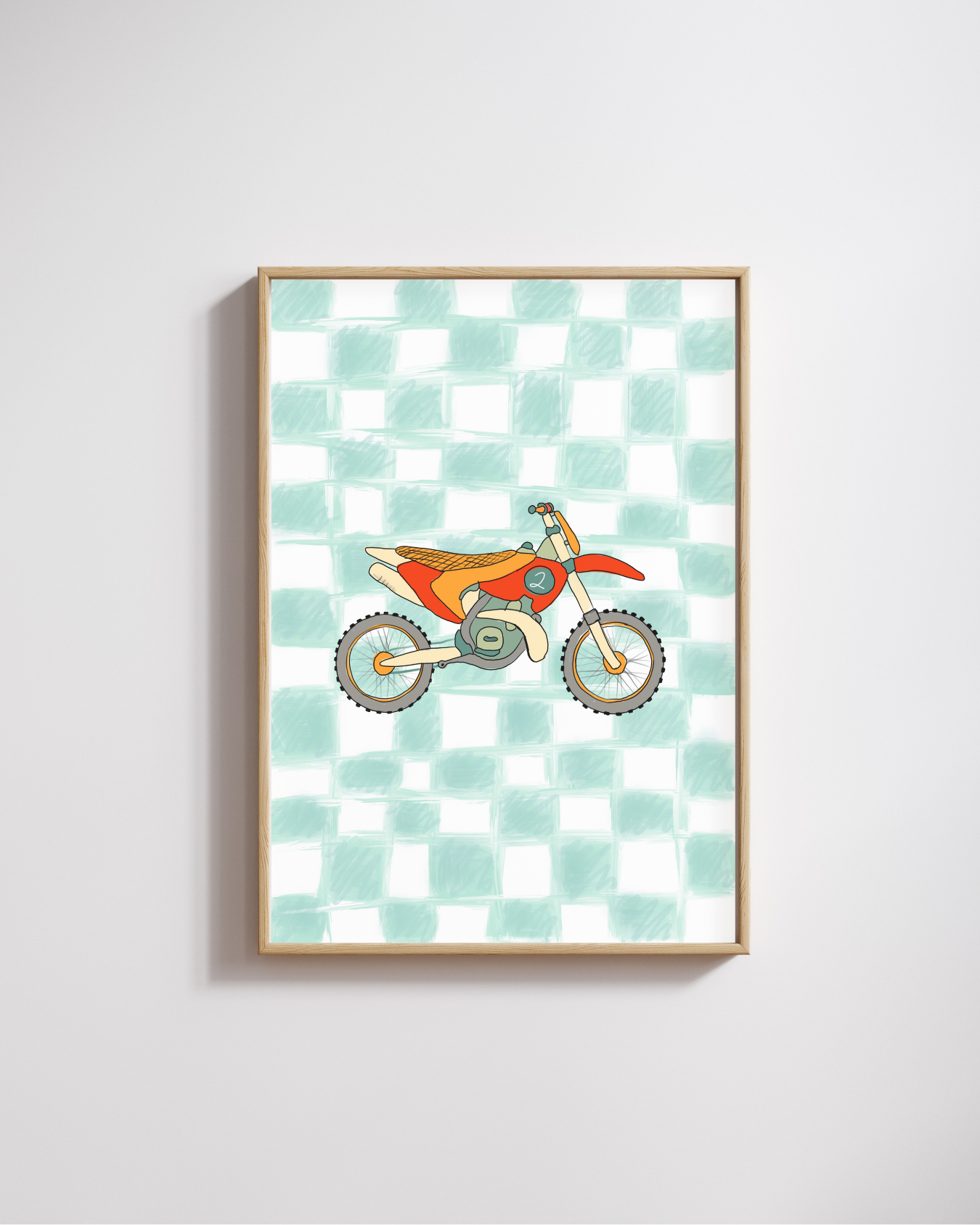 Green Dirt Motorbike Kids Digital Wall Art
