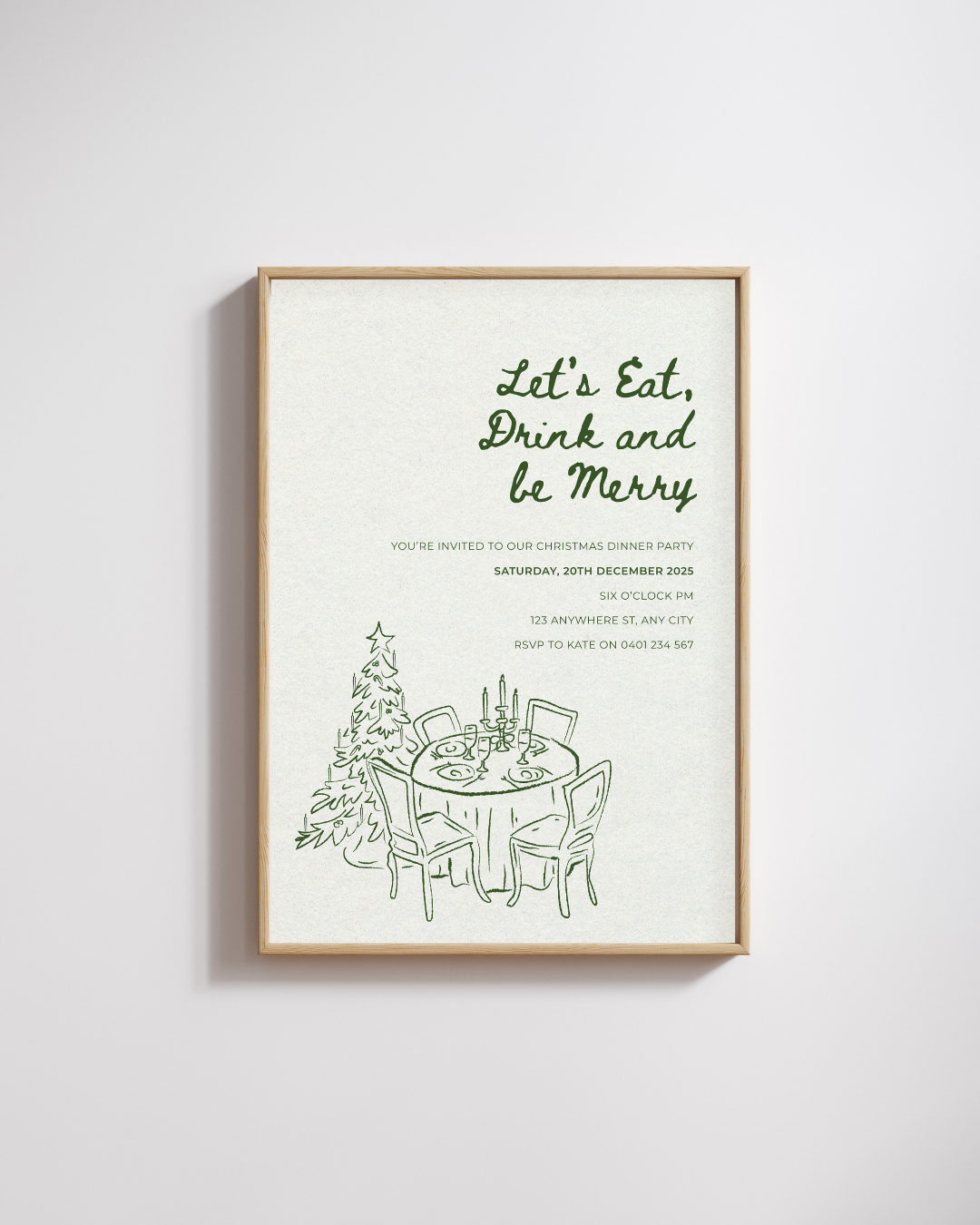 Green Christmas Dinner Party Invitation