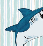 Kids Blue Shark Illustration Digital Wall Art