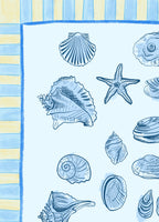 Nautical Sea Shell Blue & Yellow Digital Wall Art