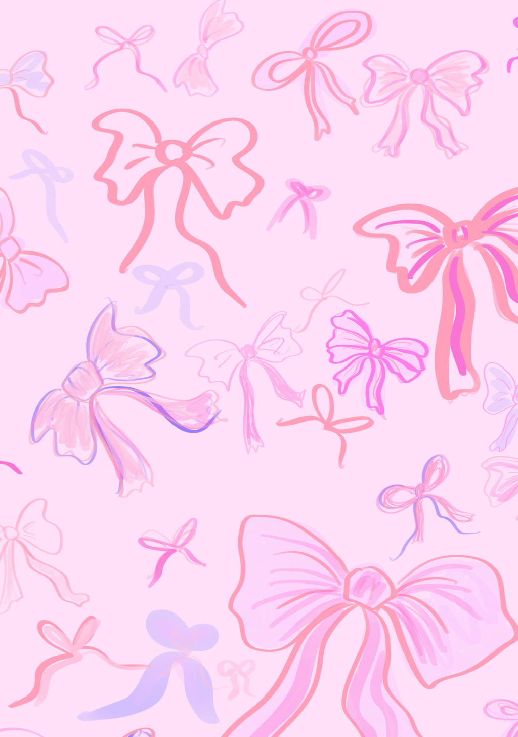 Pink Bows Collage Digital Wall Art