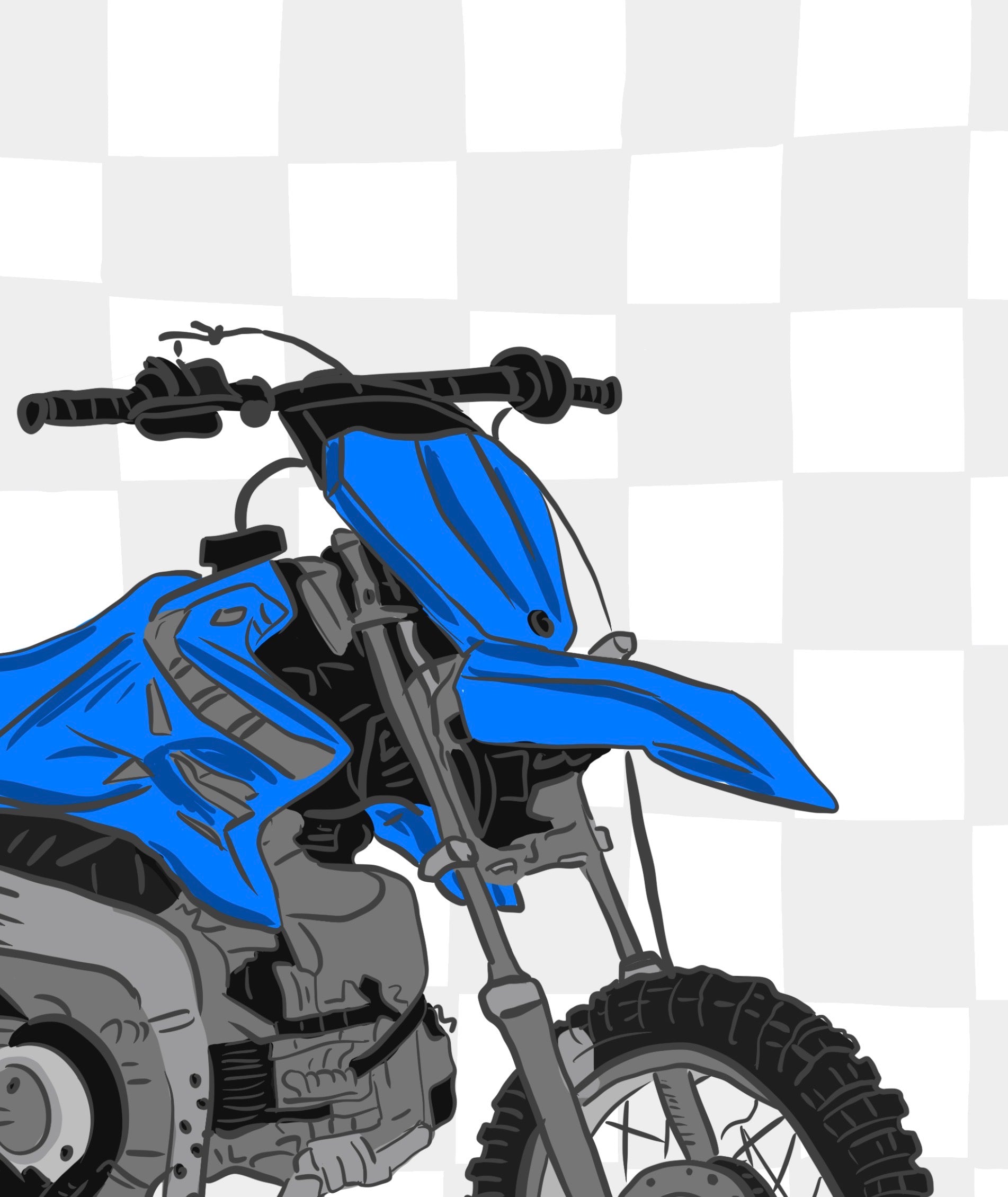 Blue Dirt Motorbike Kids Digital Wall Art