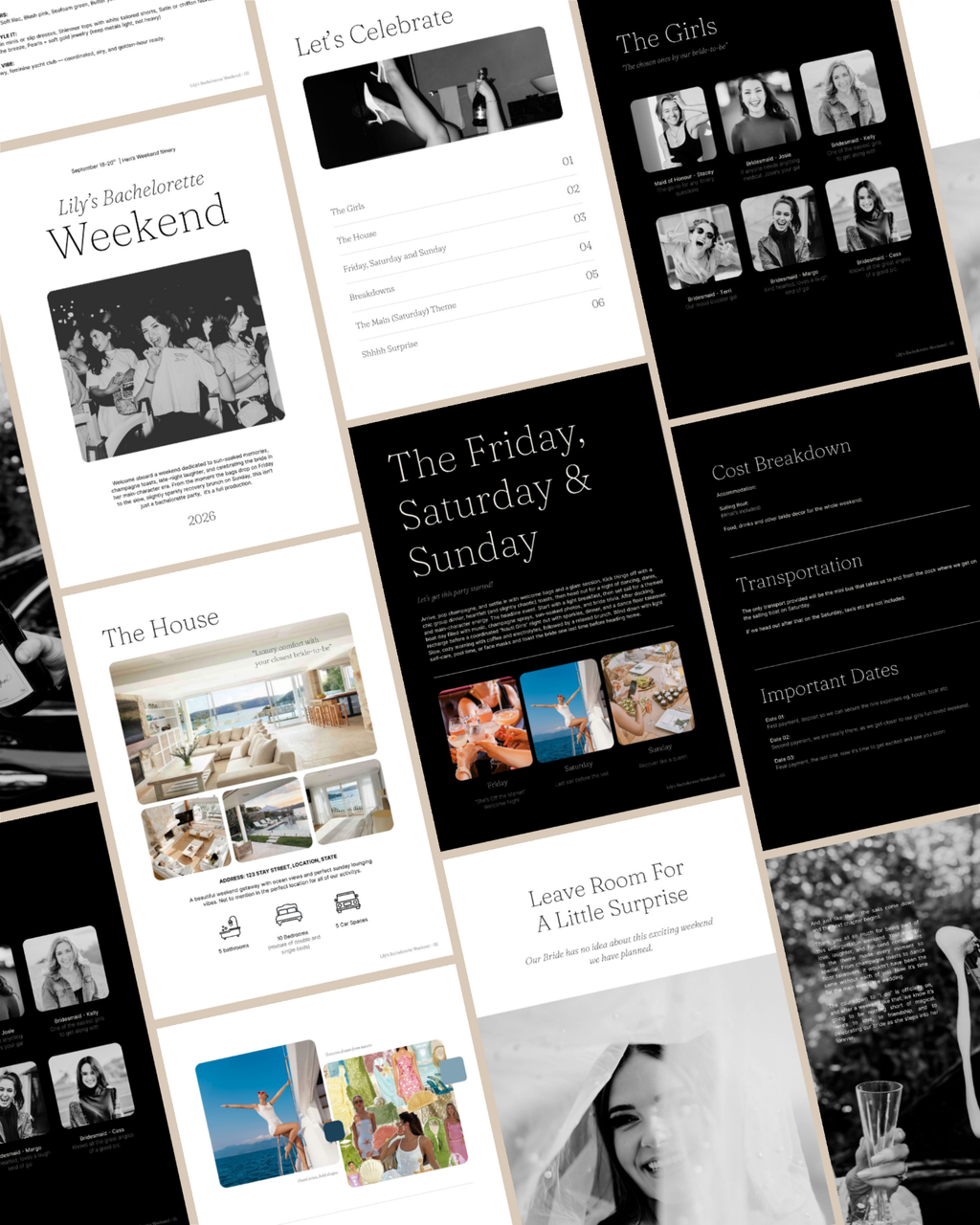 Bachelorette Weekend Magazine & Itinerary Template